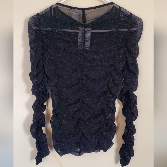 H&M Divided Black Metallic Sheer Top M - Picture 2 of 4